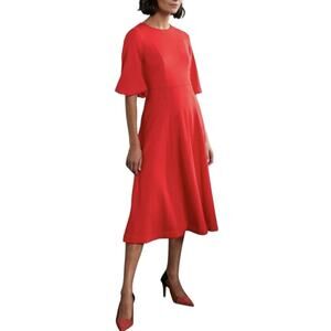 Boden Fit & Flare Midi Dress Womens Size 4 Petite Red NWT $108 D0132